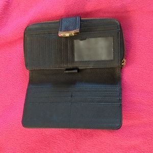 Black leather clutch wallet